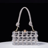 Boîte de rangement transparente Alec, corde tressée artisanale, petit sac carré, sacs à main sous les bras